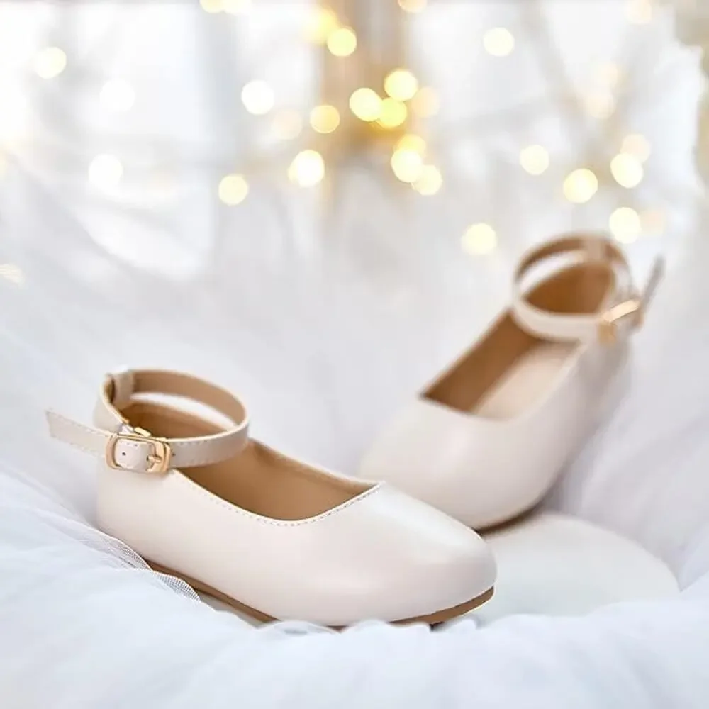 PHIRAMIN Toddler Flower Girl Dress Shoes - Little Girl Ballet Flats